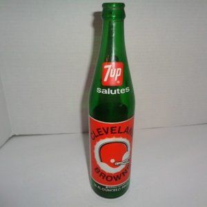 1974 Cleveland Browns 7up 16 oz. Soda Bottle, 11" Tall